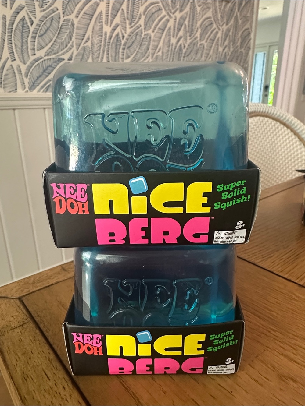 Two Schyilling NeeDoh Nice Bergs-Super Solid Squish Toy - Blue